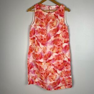 120% Lino Sleeveless Printed Linen Shift Dress